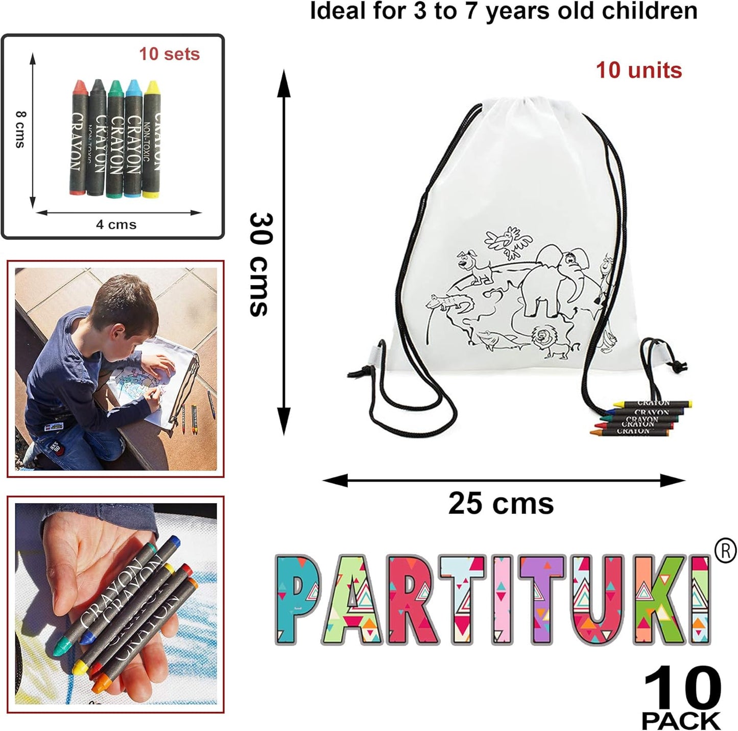 “10x Colour-Your-Own Kids Backpacks + Crayons – Party Favours / Creative Gift”