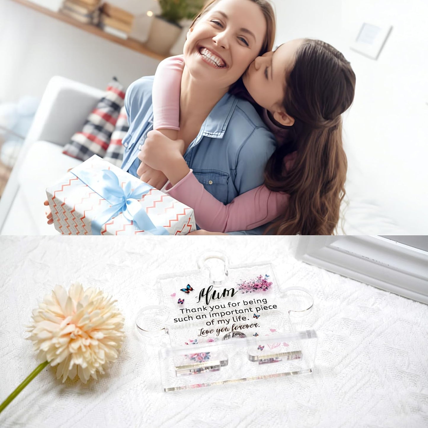 Forever Piece of My Life Acrylic Mum Plaque – Heartfelt Puzzle‑Style Gift
