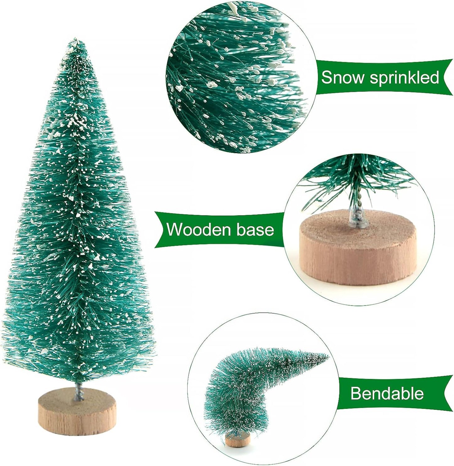 PLULON 30-Pc Mini Xmas Trees & Woodland Animals Kit – Bottle Brush, Rustic Village Décor