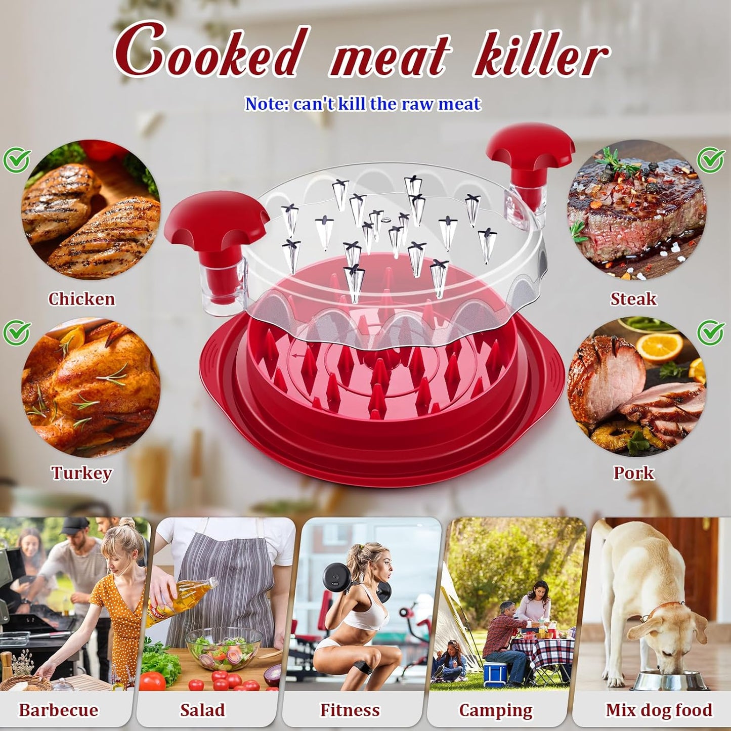 Meat Shredder with Clear Lid Ergonomic Handle – Easy Chicken & Pork Shredding