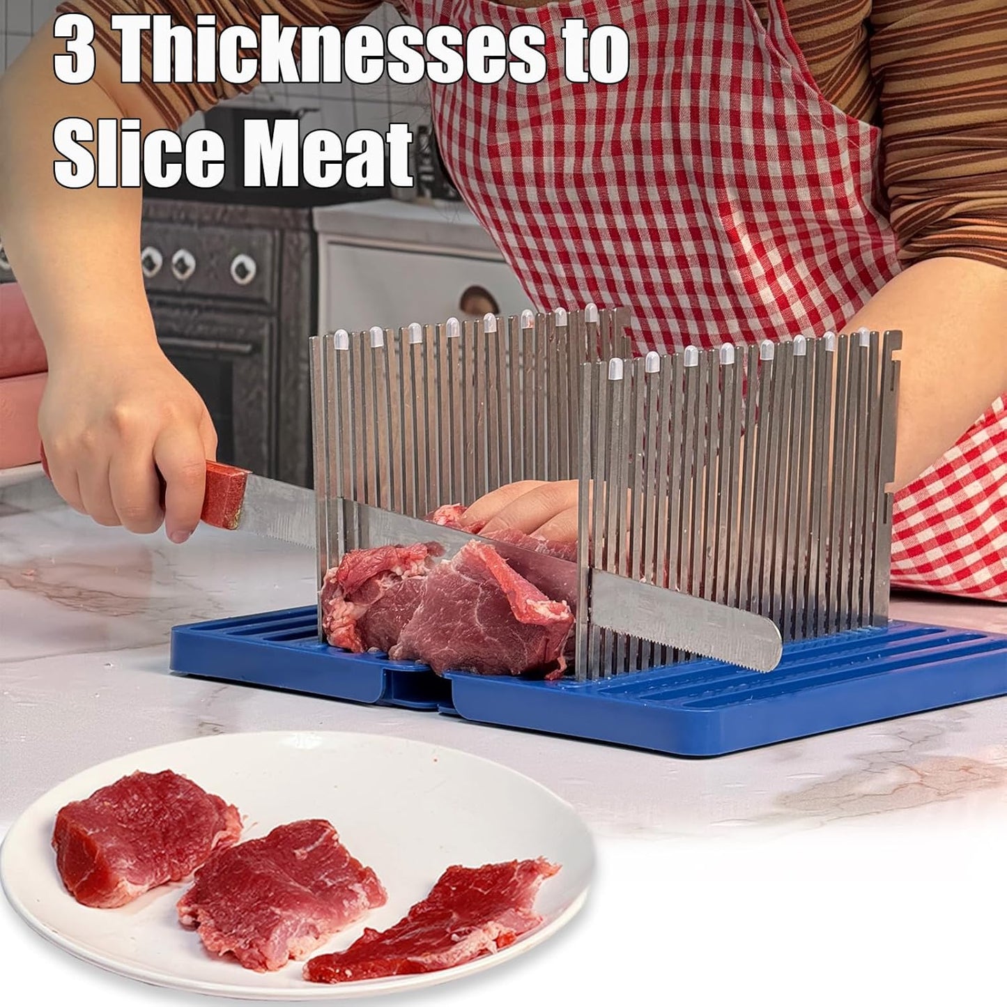304 Stainless Steel Foldable Bread & Meat Slicer – Adjustable, Crumb Tray, Dishwasher