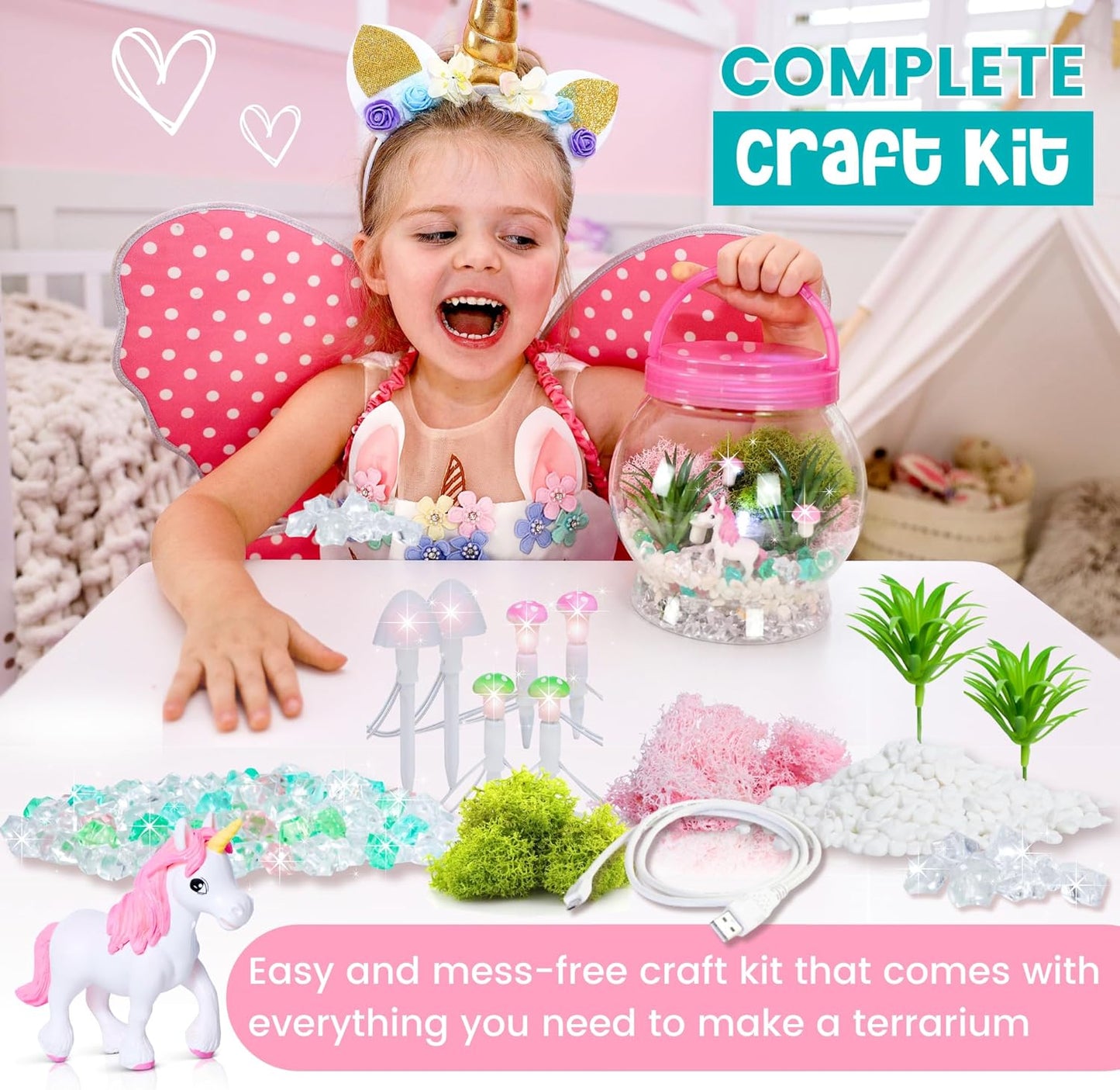 Light-Up Unicorn Terrarium Kit for Kids – DIY Unicorn Night Light, Creative Gift