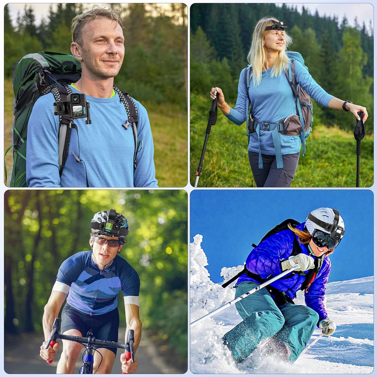 KDD 2‑in‑1 GoPro Head & Backpack Mount – 360° Adjustable Straps for Action Cameras