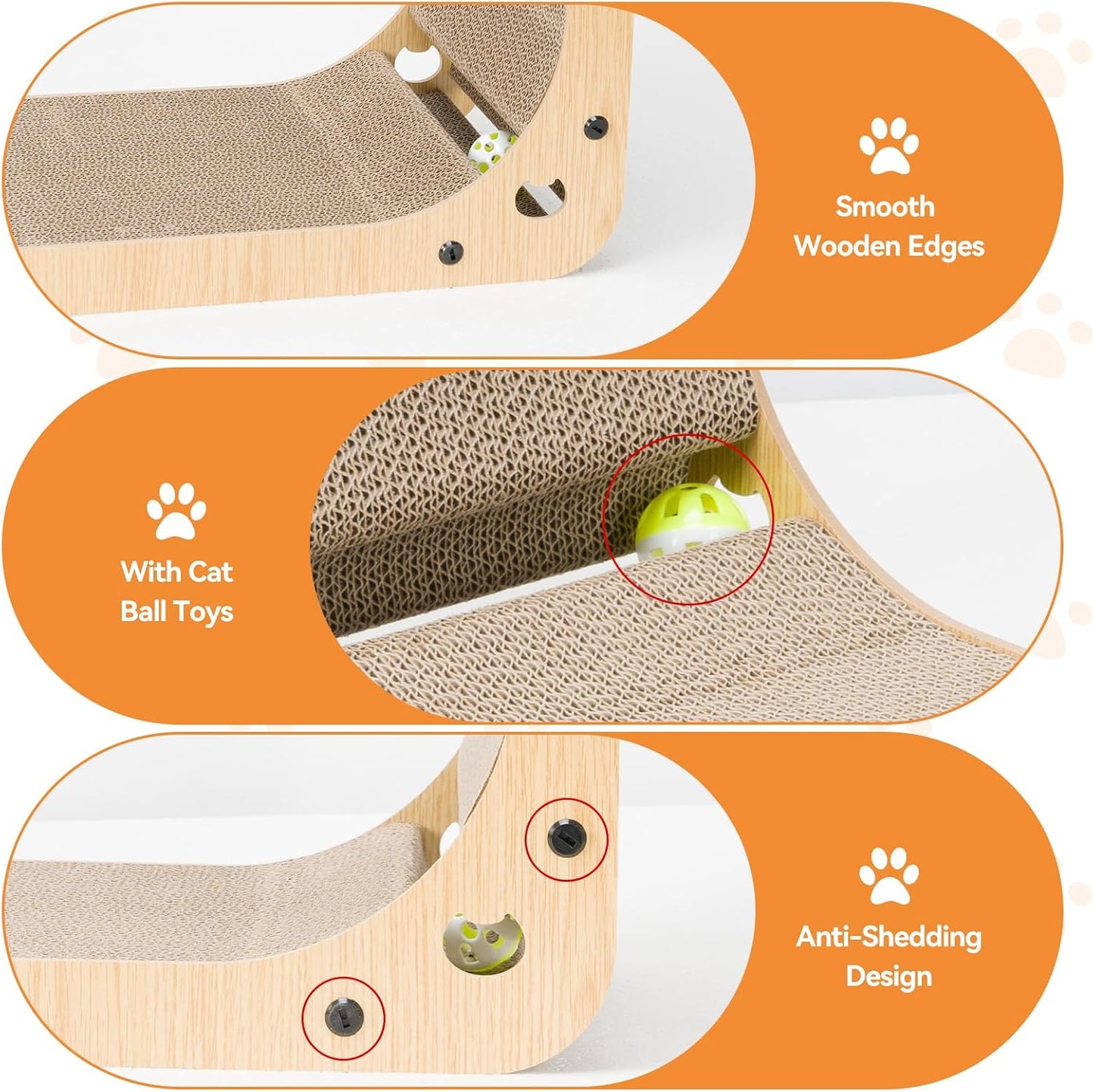 Dimaka L‑Shaped Vertical Cat Scratching Board 23.6″ – Cardboard with Catnip & Toy Ball
