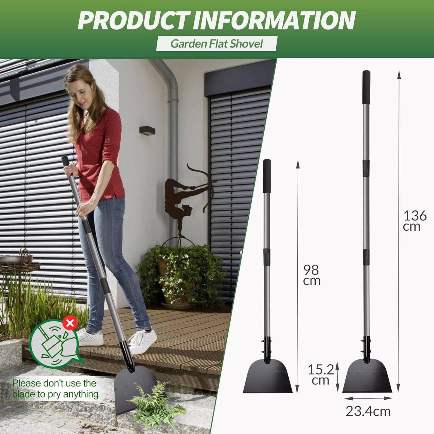 Walensee 54″ Garden Flat Shovel & Scraper – Lawn Edging, Weed Removal, Ice/Driveway
