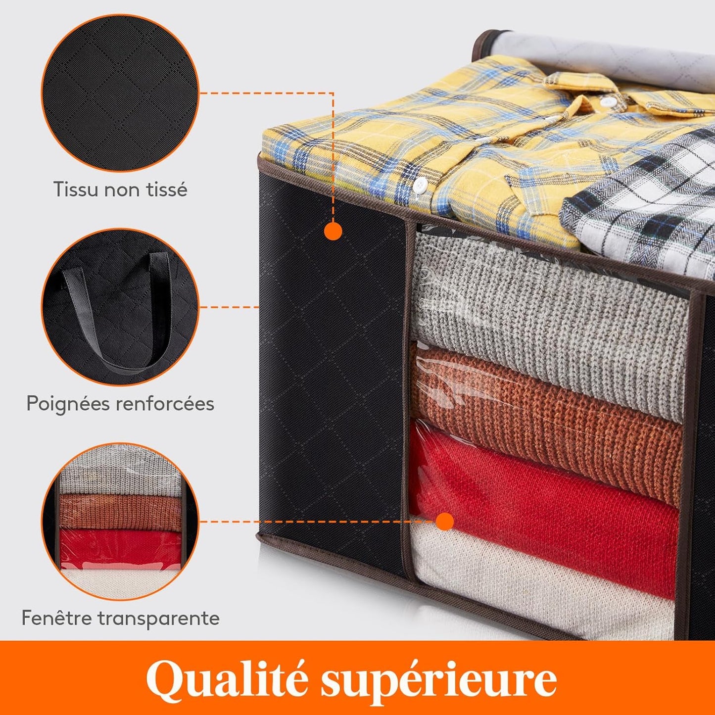 Lifewit Set of 6 Clothes Storage Bags, 60L Foldable Organizer for Clothes & Blankets