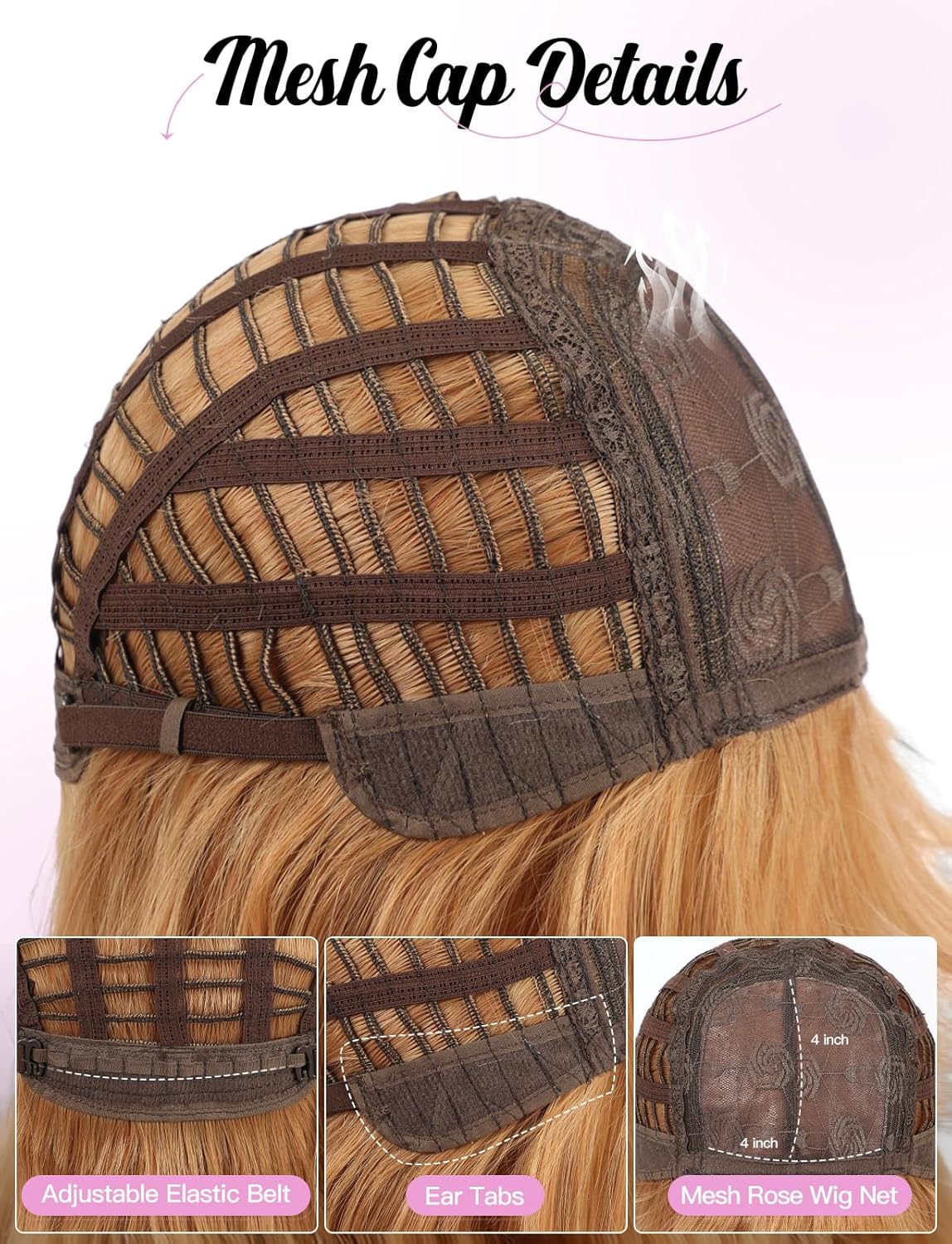 Womens Synthetic Wig Mid Long Straight Layered Fringe Natural Brown