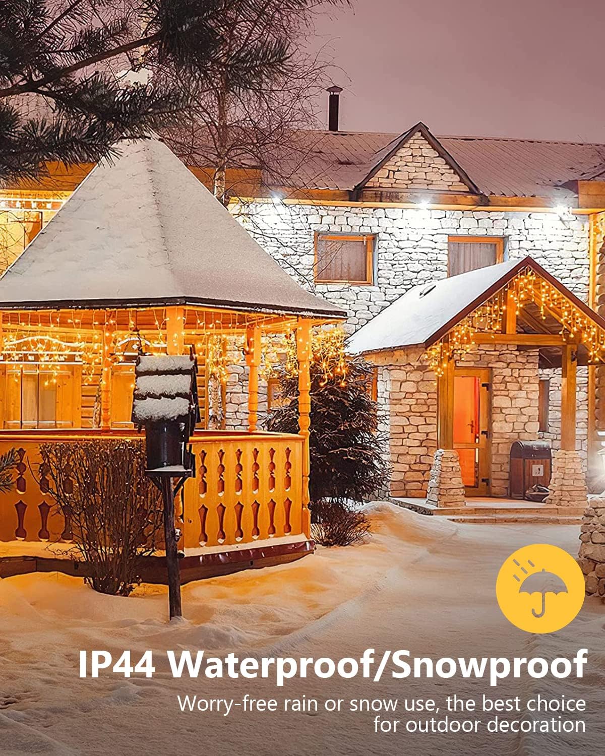 LEDYA 500 LED 18m Warm White Outdoor Icicle Lights – Waterproof