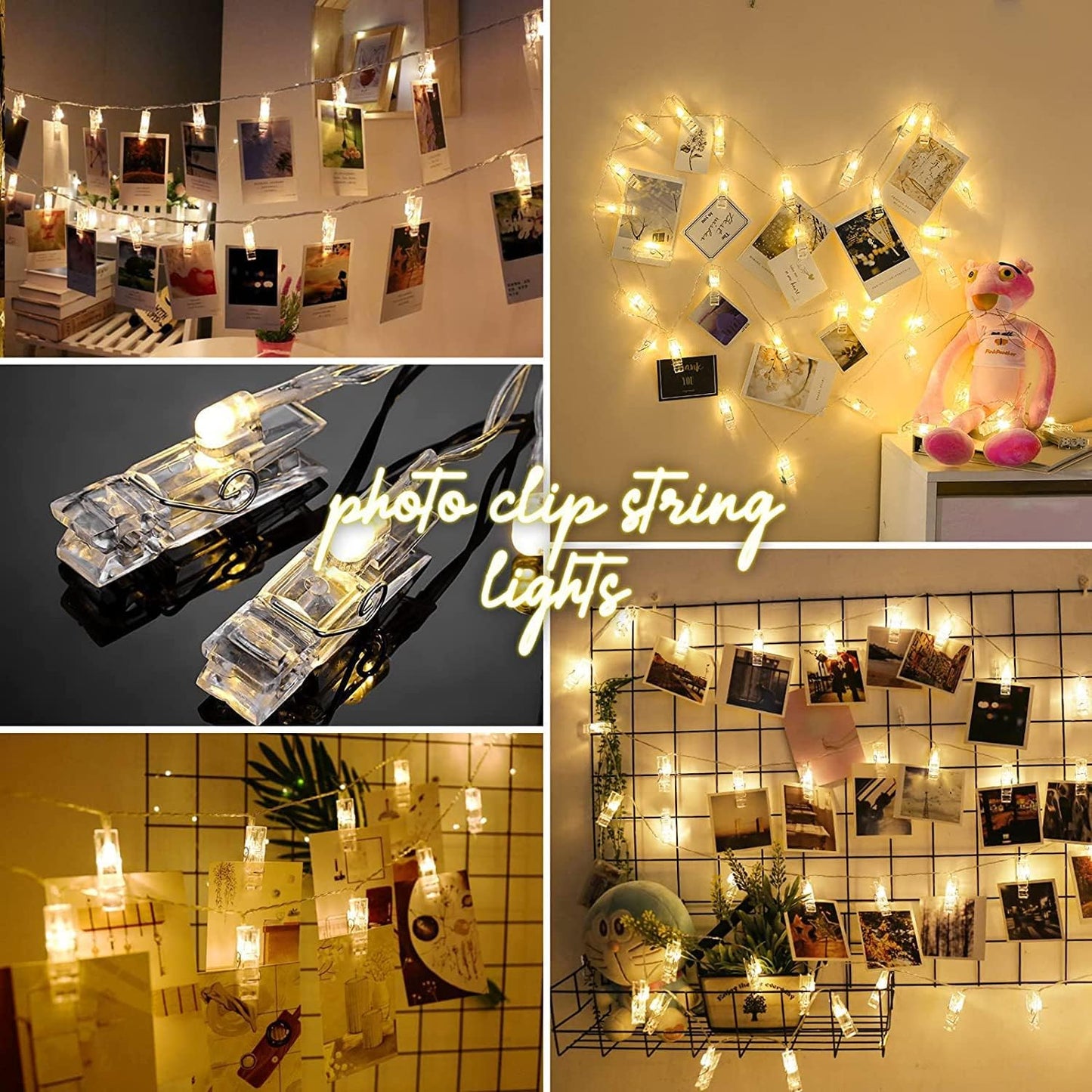 6 m 40 LED Photo Clip String Fairy Lights ‑ Battery Operated Wall & Room Décor