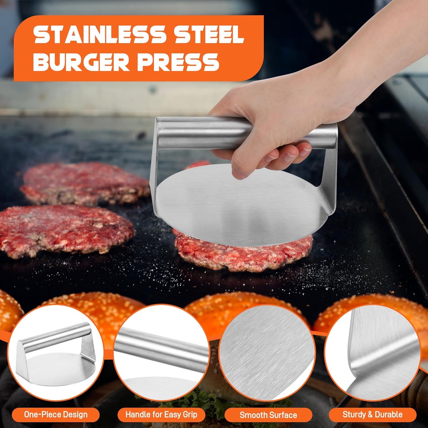 Kssvzz Smash Burger Kit – Press, Flipper & Silicone Brush Set for Gourmet Burgers