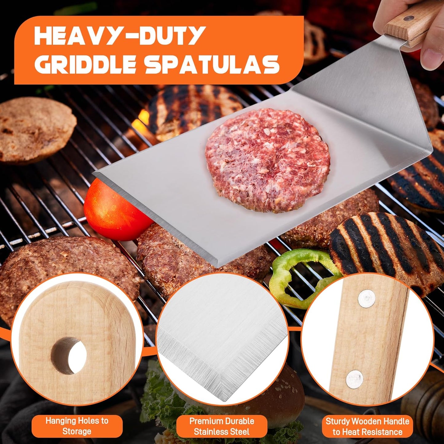 Kssvzz Smash Burger Kit – Press, Flipper & Silicone Brush Set for Gourmet Burgers