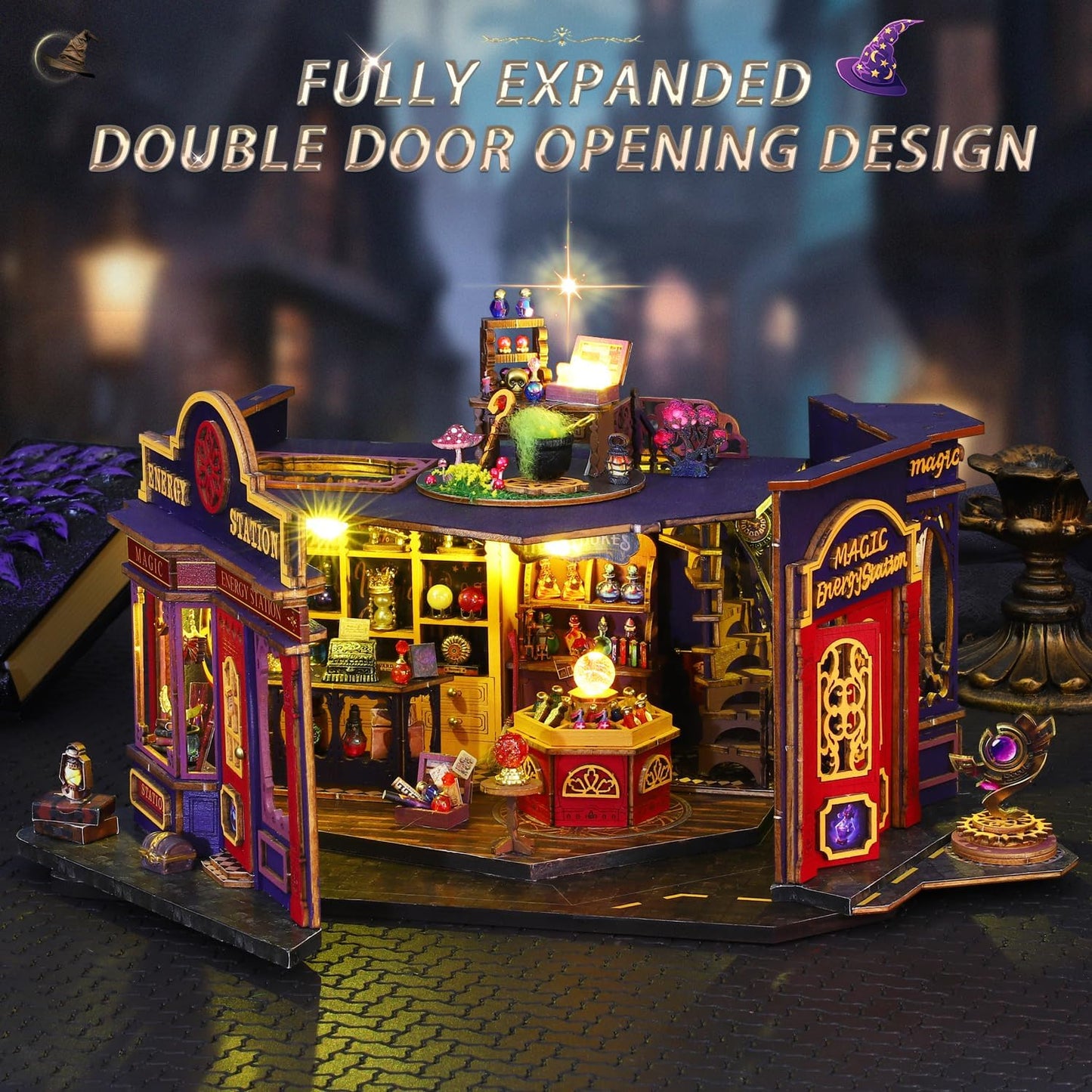 Mostop DIY Miniature Dollhouse Kit Wooden Magic LED House Craft Toy