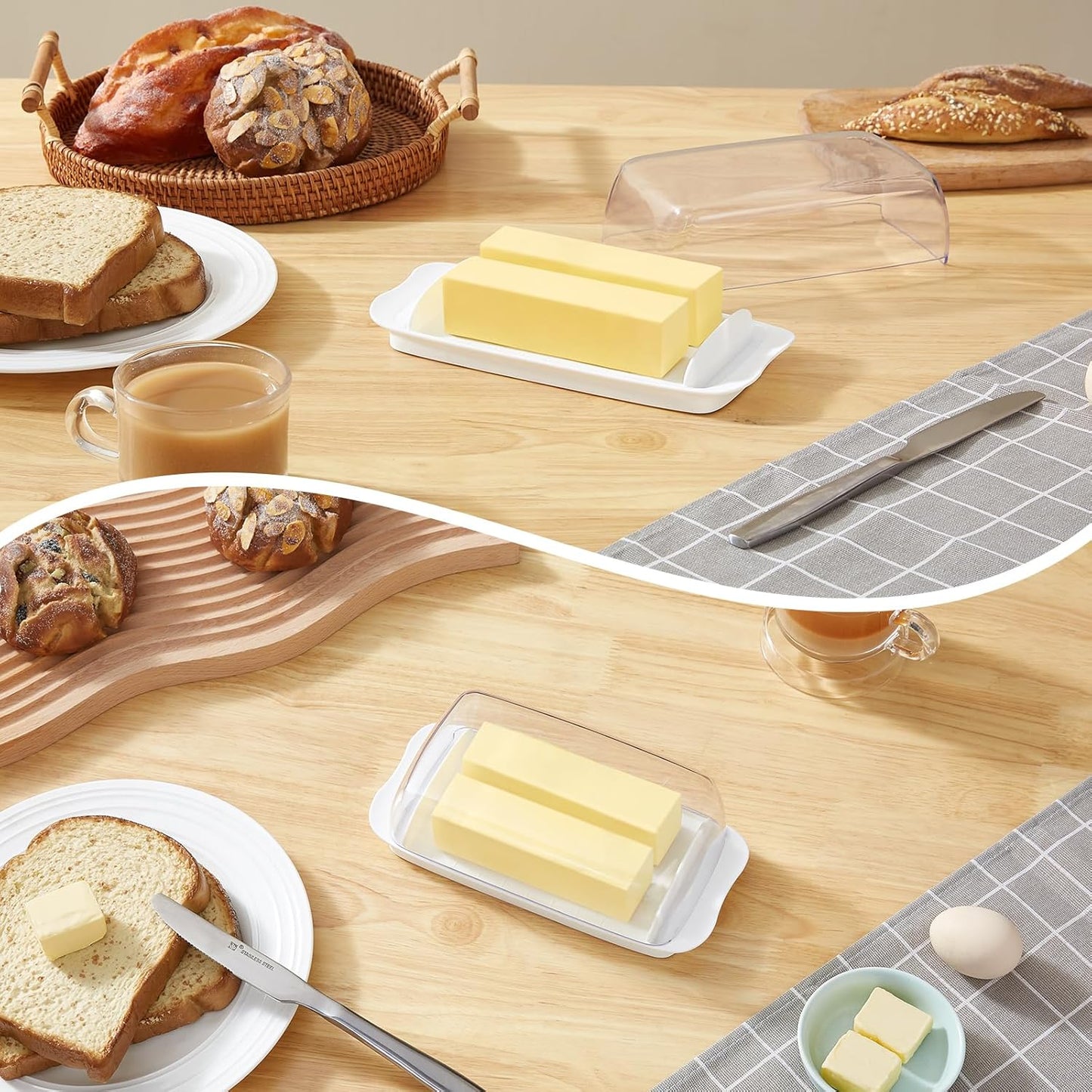 Lifewit Butter Dish with Lid for Countertop, Extra Large Plastic Butter Holder Container