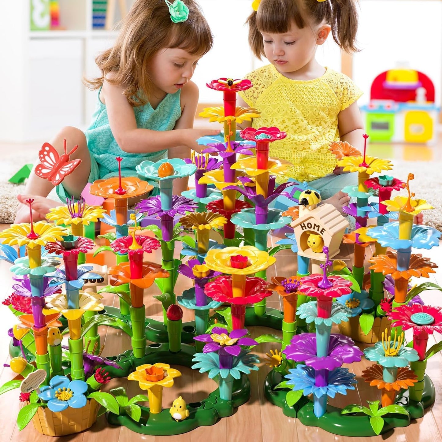 TEMI 138‑Piece Flower Garden Building Toy Set STEM Educational Play for 3‑6 Years
