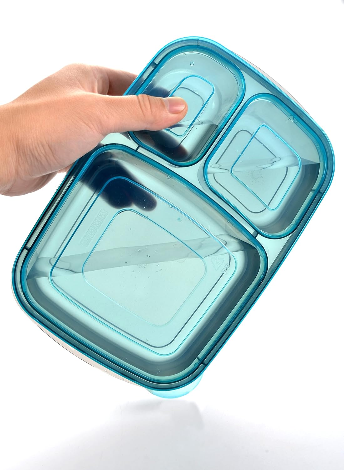 Youngever 7‑Pack Bento Lunch Box Set – 26 oz, 3 Compartments, Microwave‑Safe