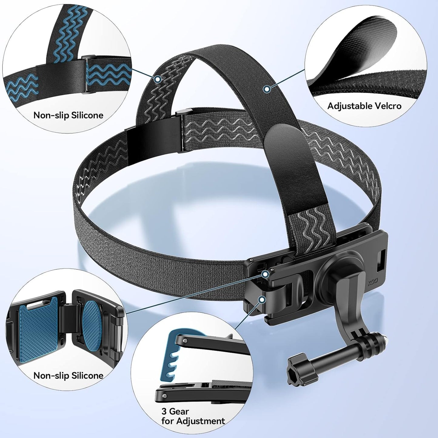KDD 2‑in‑1 GoPro Head & Backpack Mount – 360° Adjustable Straps for Action Cameras