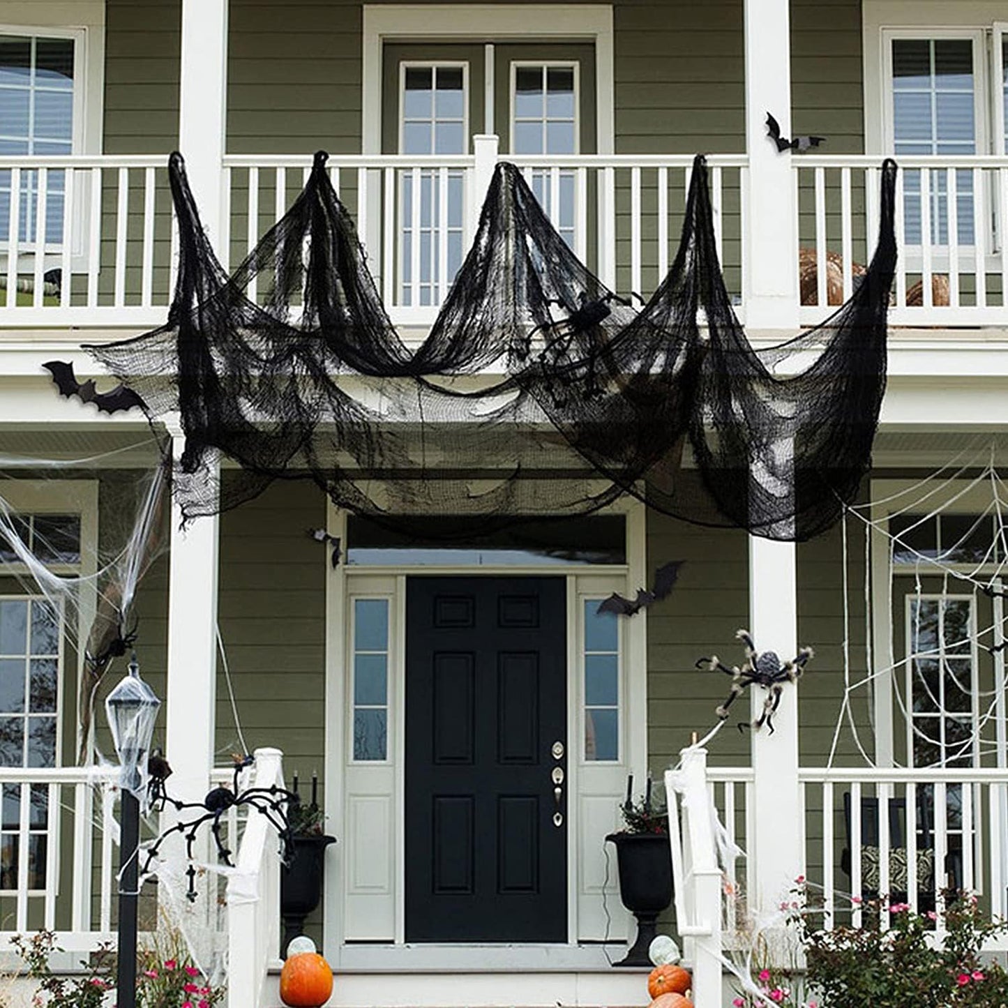 Mauts Halloween Creepy Cloth 315×39-in Black Spider Web Decoration Large Drapery