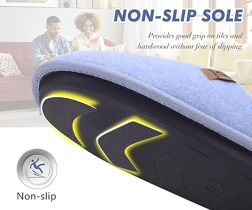 Womens Memory Foam Slippers Warm Fuzzy Slip On Indoor Outdoor Sole