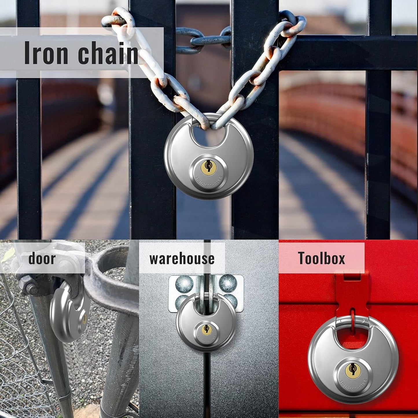 Diyife 2‑Pack 70mm Waterproof Stainless Steel Disc Padlocks Heavy Duty Outdoor