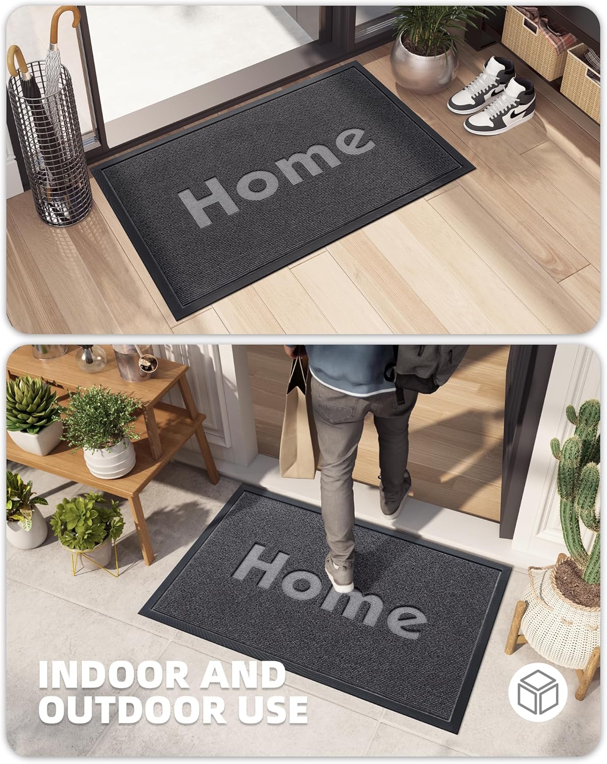 Colour & Geometry "HOME" Heavy Duty Outdoor Door Mat – 45×75 cm, Non‑Slip, Waterproof