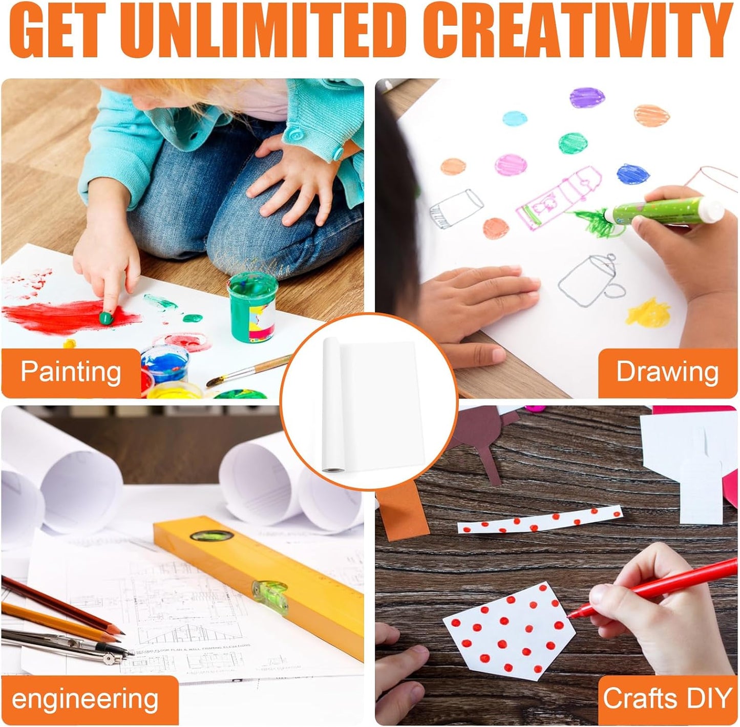 3 Rolls Easel Art Paper 43cm x 20m Kid's Drawing Craft White Bond Roll
