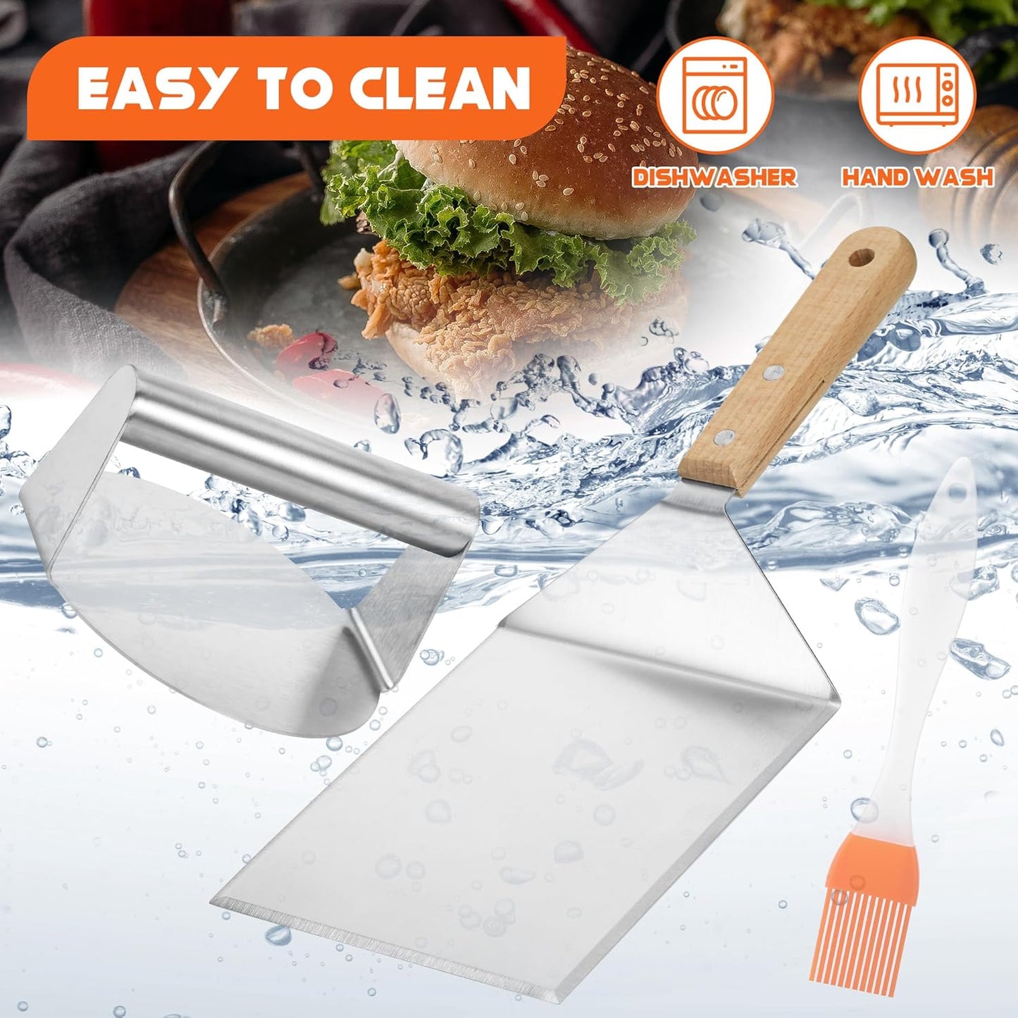 Kssvzz Smash Burger Kit – Press, Flipper & Silicone Brush Set for Gourmet Burgers