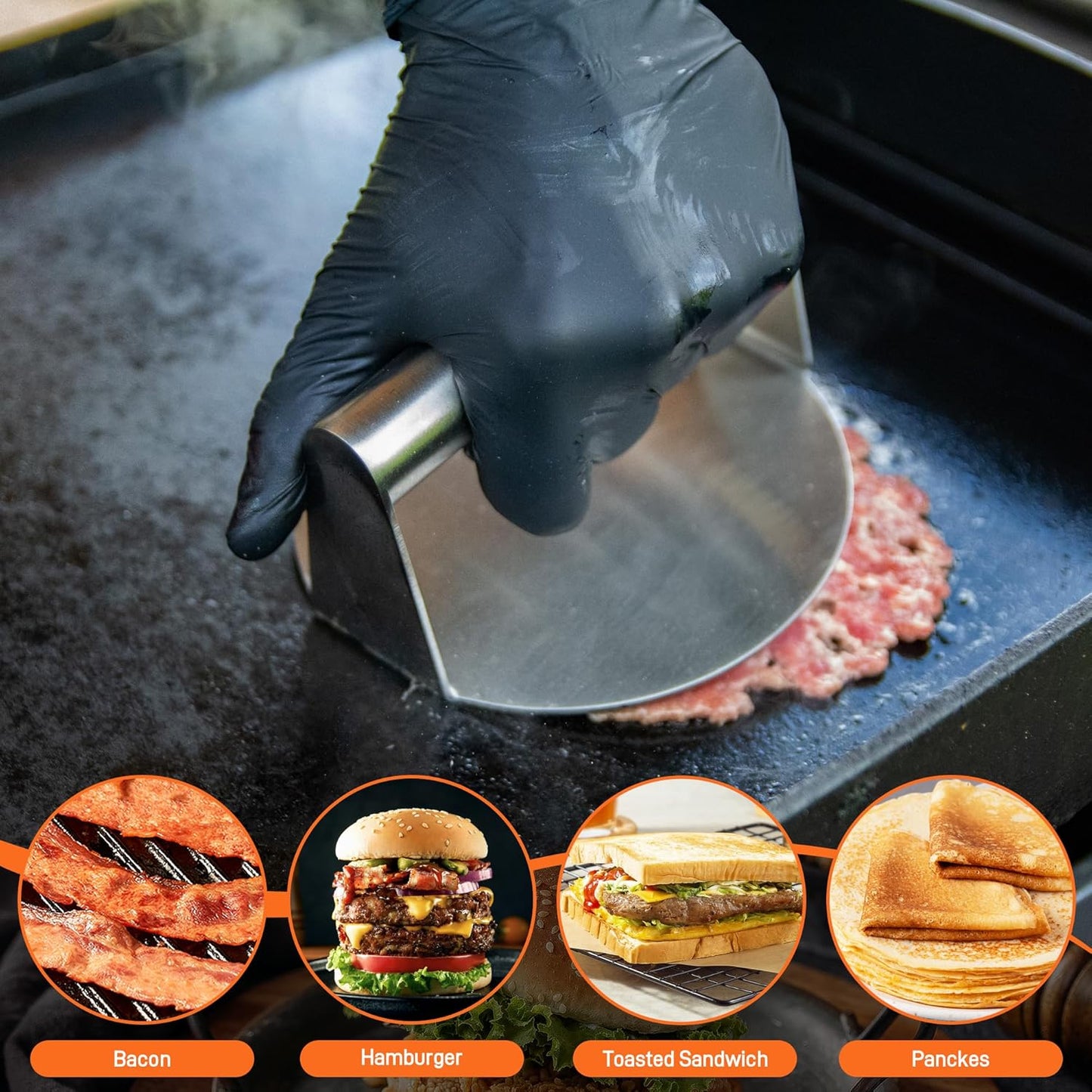 Kssvzz Smash Burger Kit – Press, Flipper & Silicone Brush Set for Gourmet Burgers