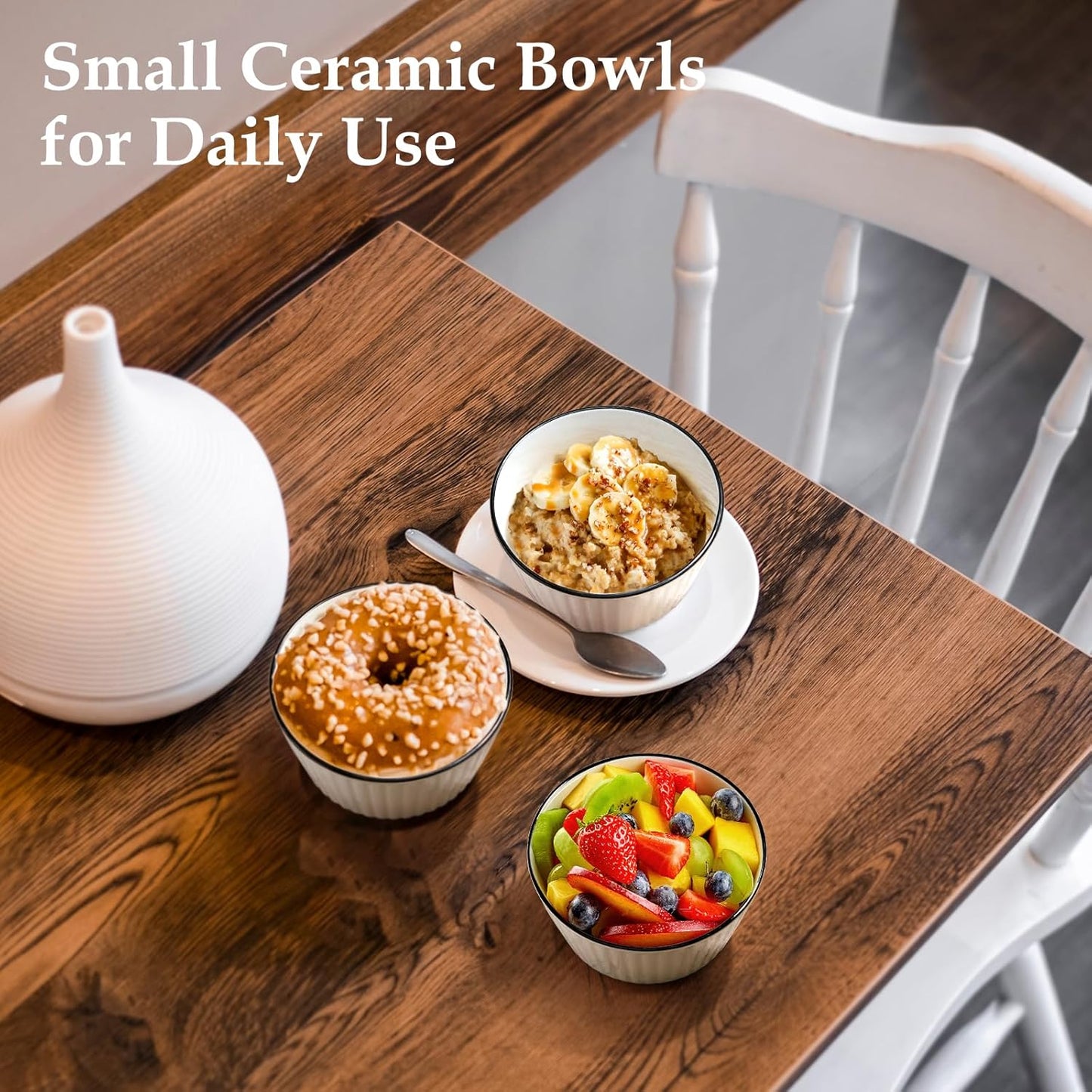 NUTRIUPS 8‑Pack 4.5″ Ceramic Bowls 350 ml – Food‑Safe, Dishwasher‑Safe Stylish Set