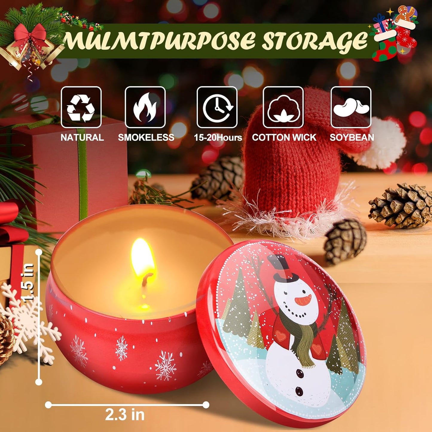 Festive 6‑pc Christmas Scented Candle Gift Set – Aromatherapy Tin Candles UK