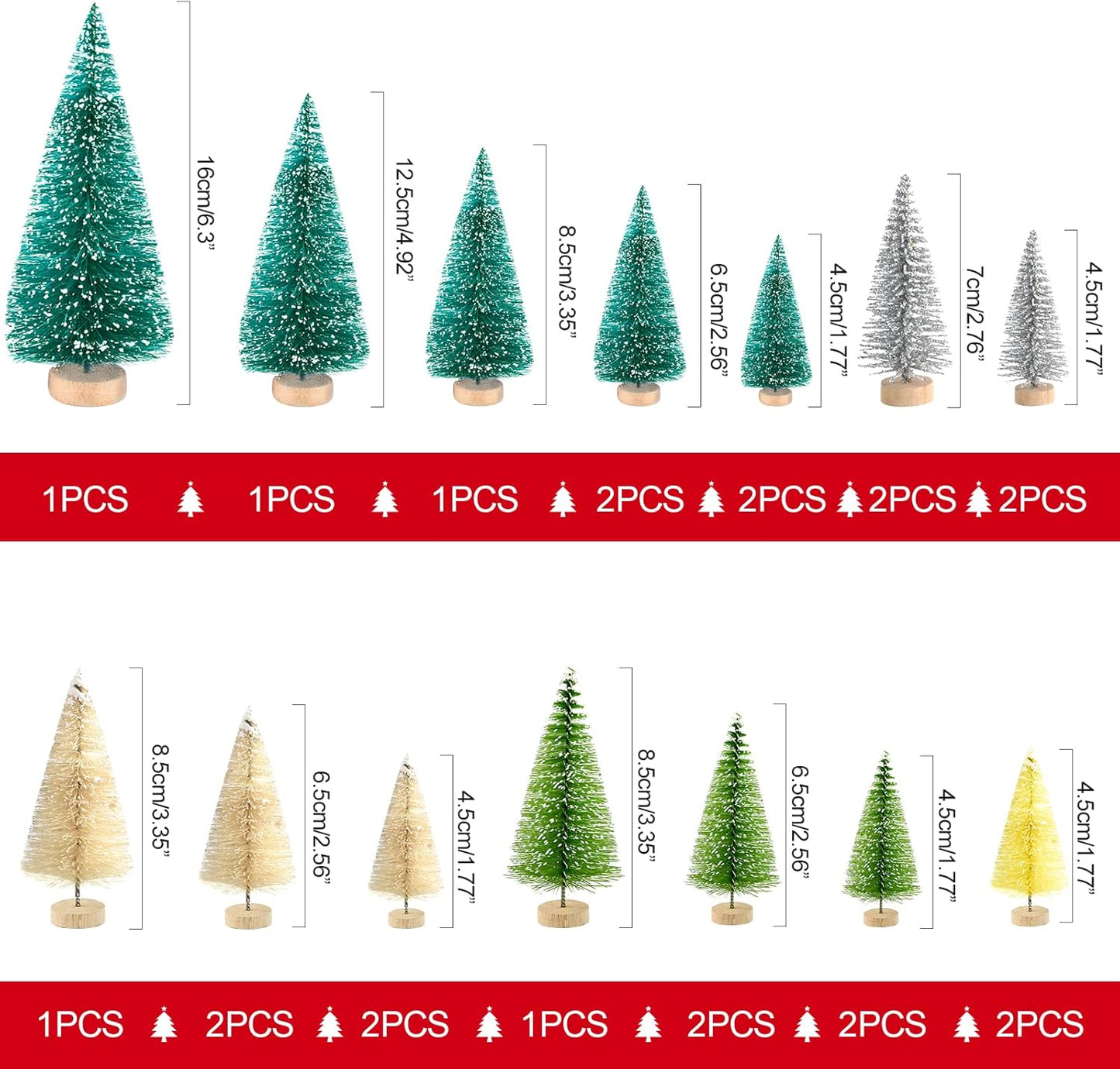 PLULON 30-Pc Mini Xmas Trees & Woodland Animals Kit – Bottle Brush, Rustic Village Décor