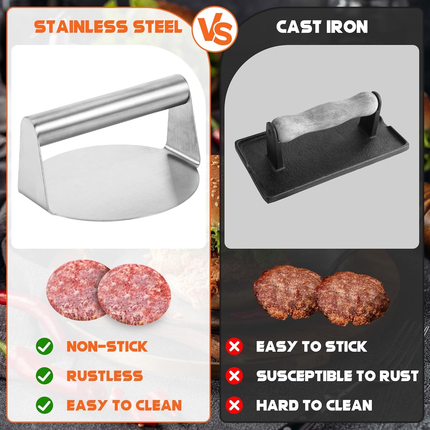 Kssvzz Smash Burger Kit – Press, Flipper & Silicone Brush Set for Gourmet Burgers