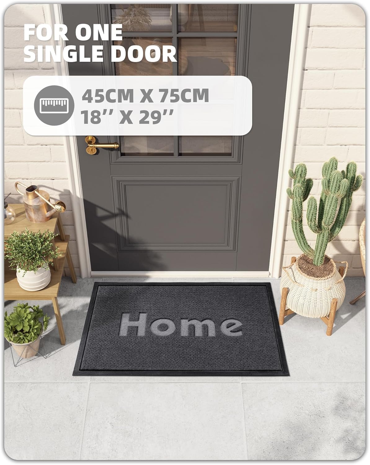 Colour & Geometry "HOME" Heavy Duty Outdoor Door Mat – 45×75 cm, Non‑Slip, Waterproof