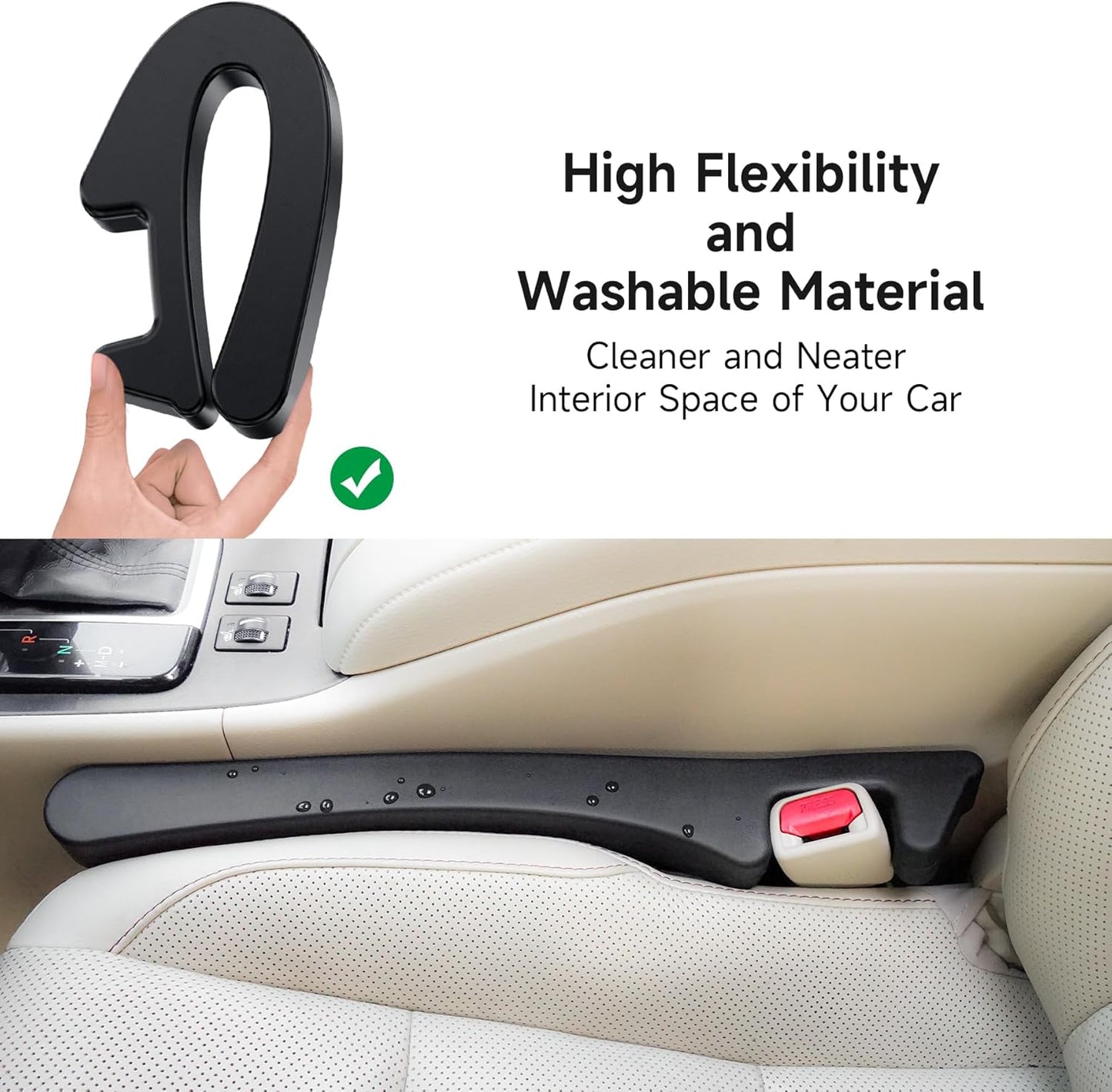 Givifive Car Seat Gap Filler 2‑Pack – Soft Foam (Dark Black)