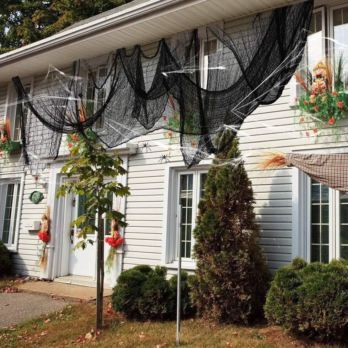 Mauts Halloween Creepy Cloth 315×39-in Black Spider Web Decoration Large Drapery