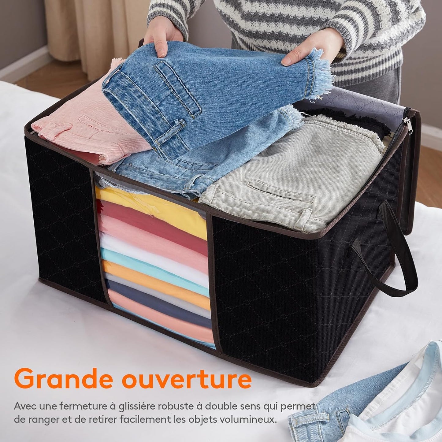 Lifewit Set of 6 Clothes Storage Bags, 60L Foldable Organizer for Clothes & Blankets