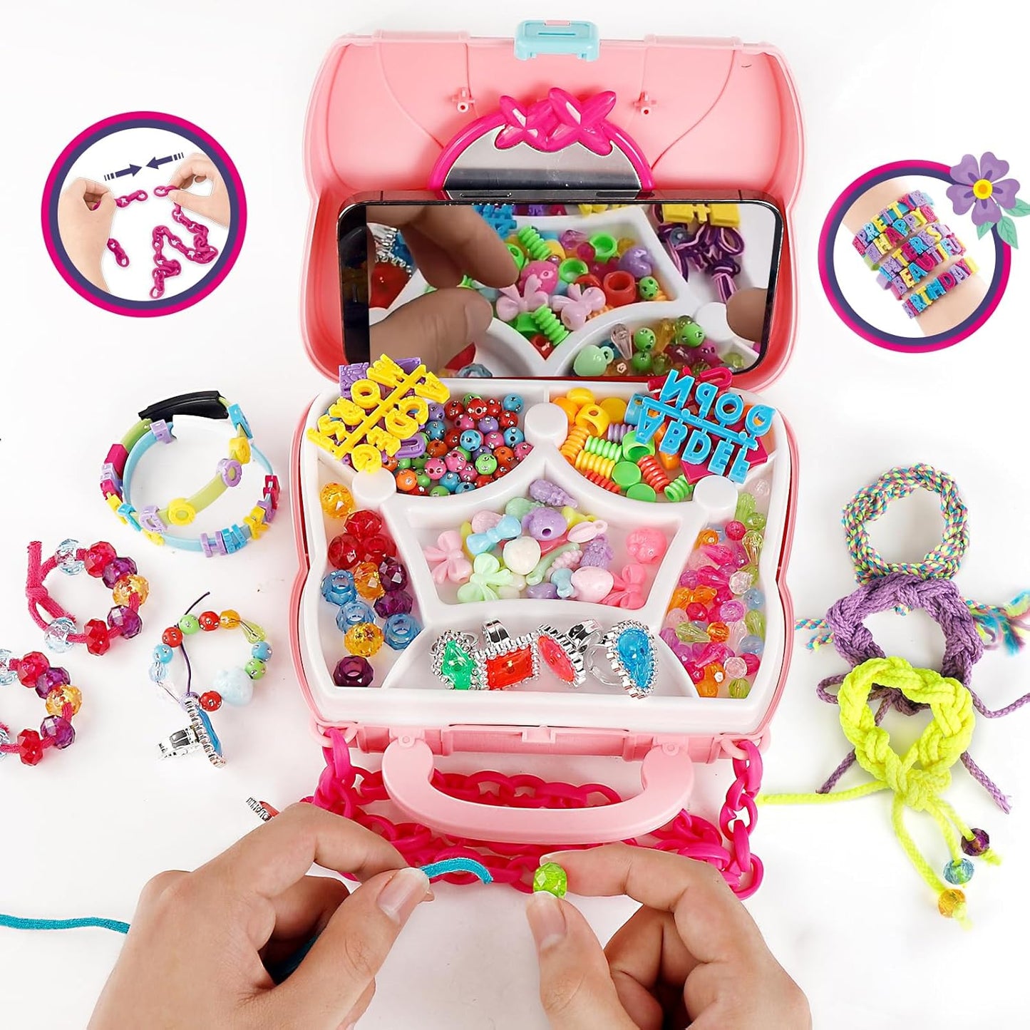 YouCute Bracelet Making Kit – Loom Bands Craft Set with Charms, Tool‑Free, Gift
