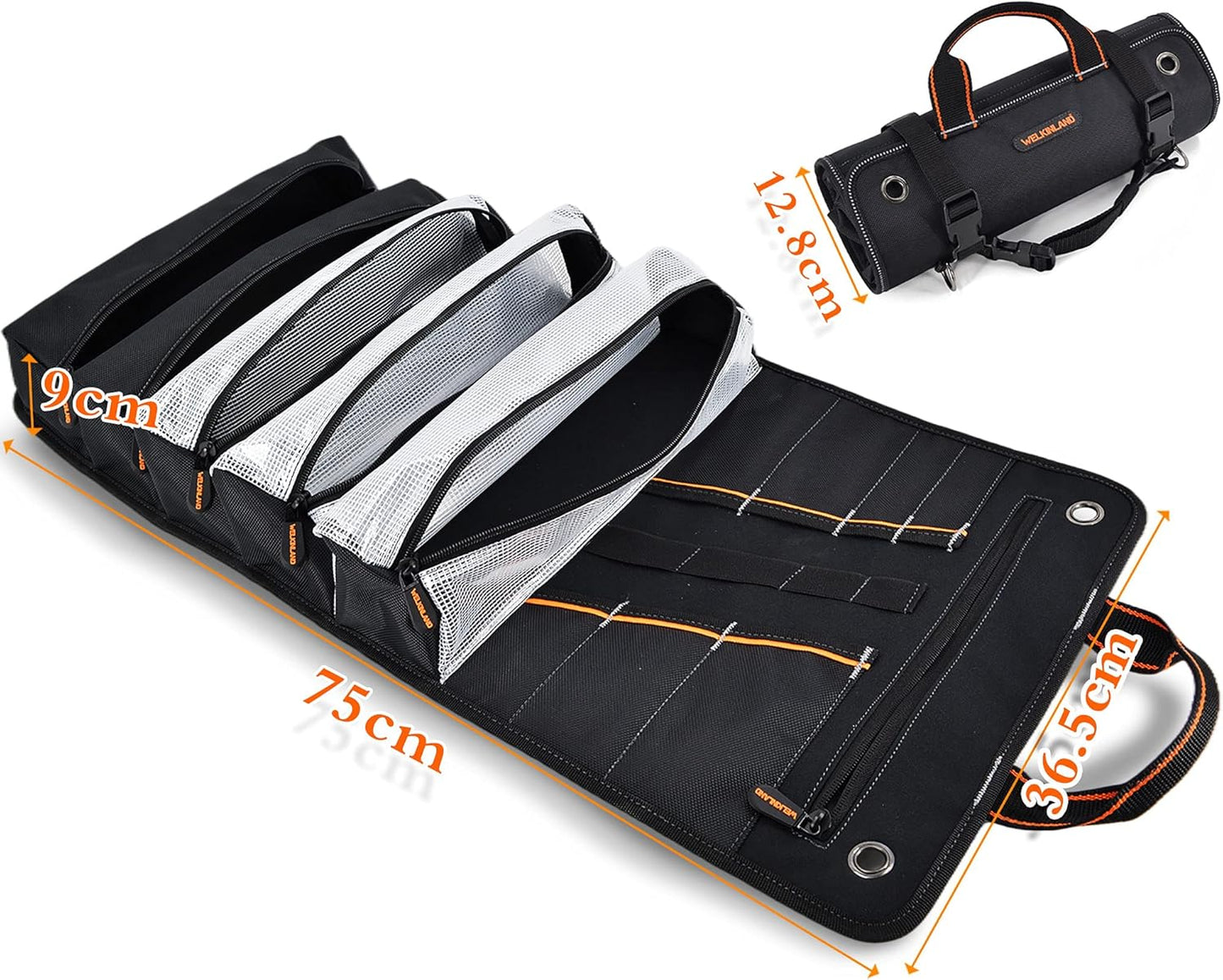 WELKINLAND Roll‑Up Tool Organiser – 13 Pockets, Heavy‑Duty, Portable Tool Roll