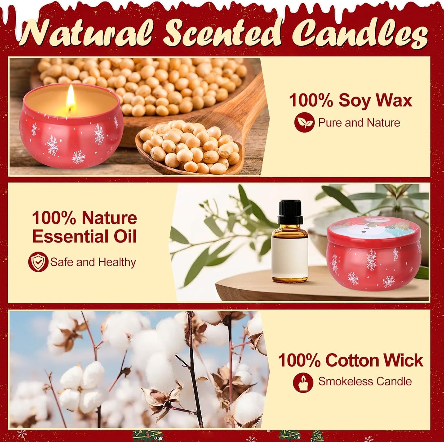 Festive 6‑pc Christmas Scented Candle Gift Set – Aromatherapy Tin Candles UK