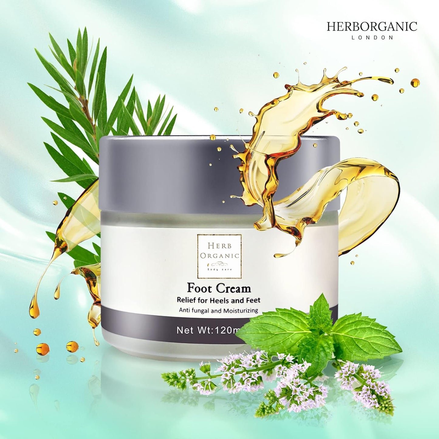 HerbOrganic Foot Cream – Cracked Heel Repair & Moisturiser 120 ml – Tea Tree & Shea