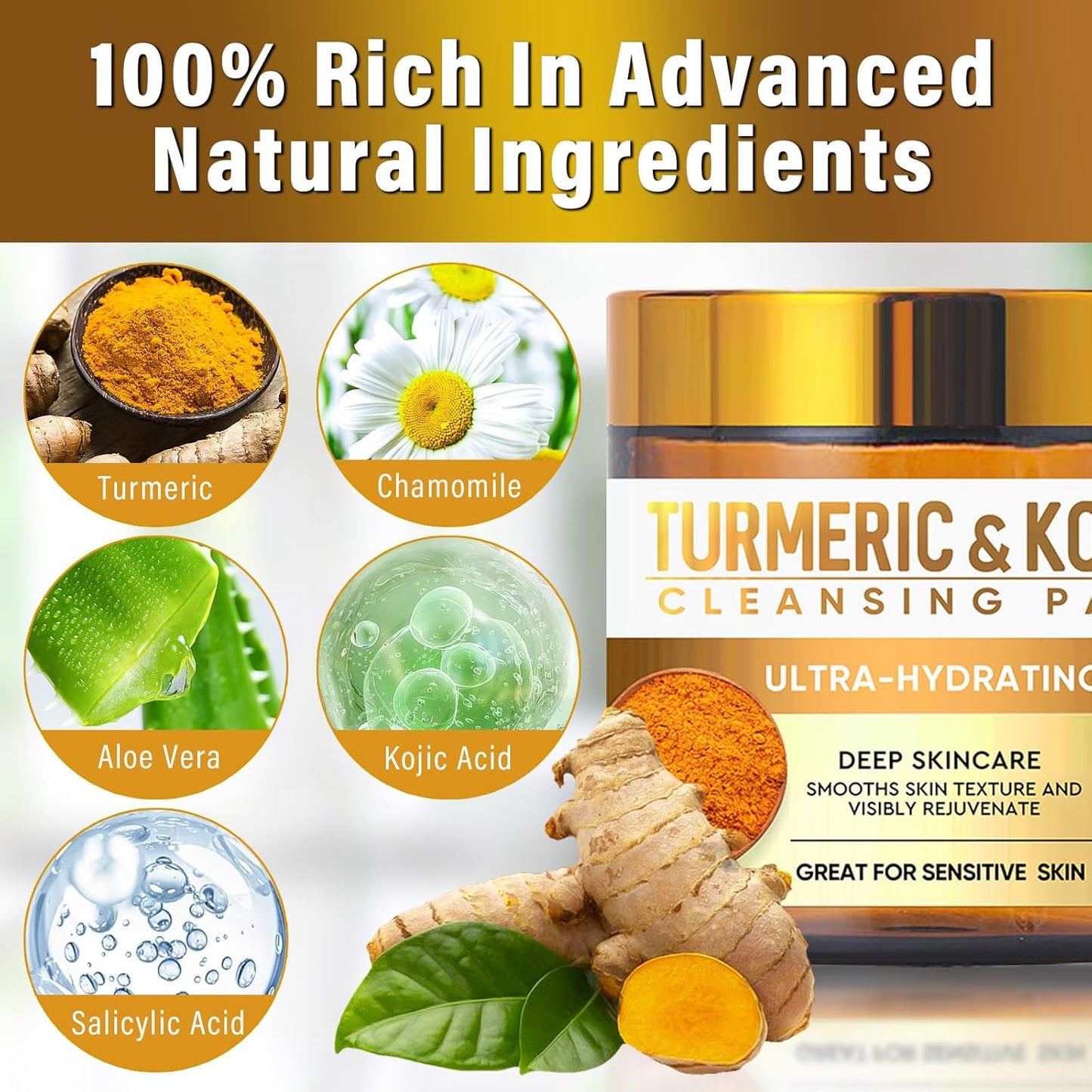 Turmeric Kojic Acid Pads – Brightening Daily Exfoliating Skincare for Radiant Skin