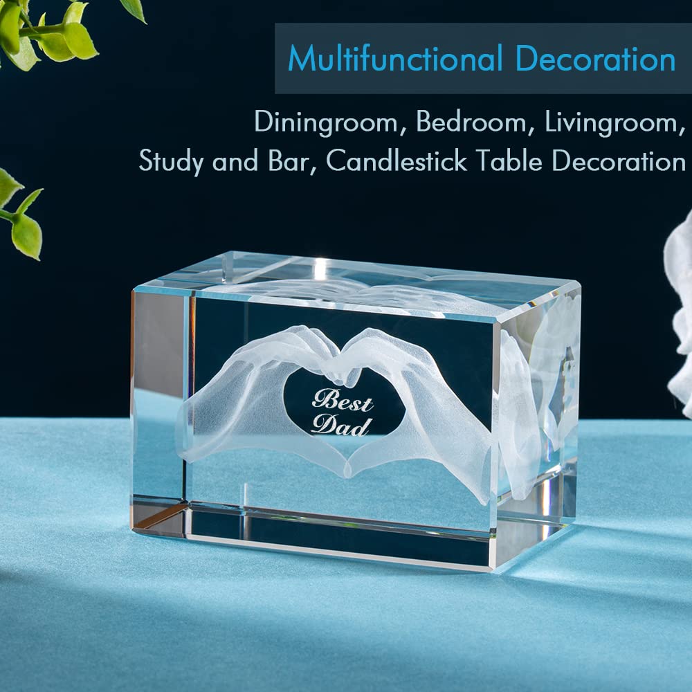 Best Dad Crystal Cube – Engraved Keepsake Gift for Father’s Day & Birthday