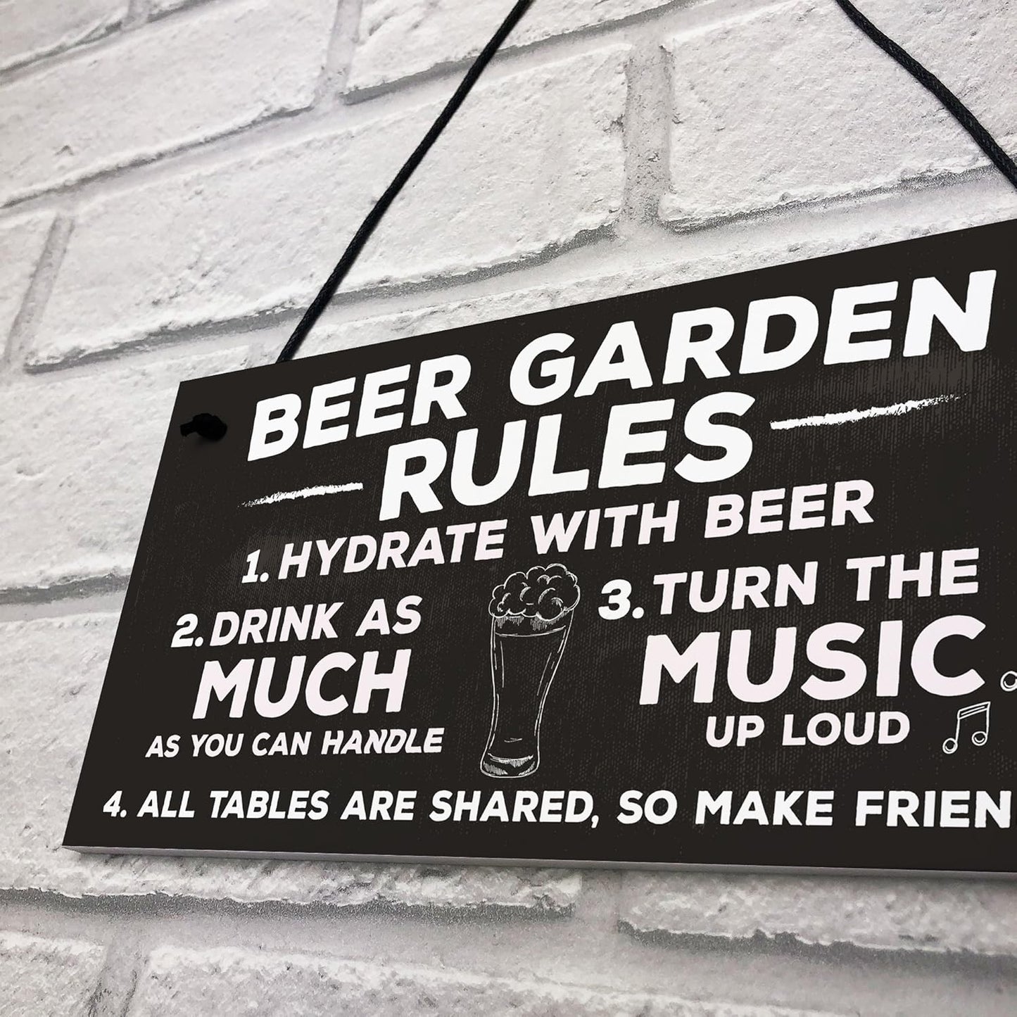 Red Ocean Beer Garden Rules Hanging Pub Shed Bar Plaque Alcohol Gift