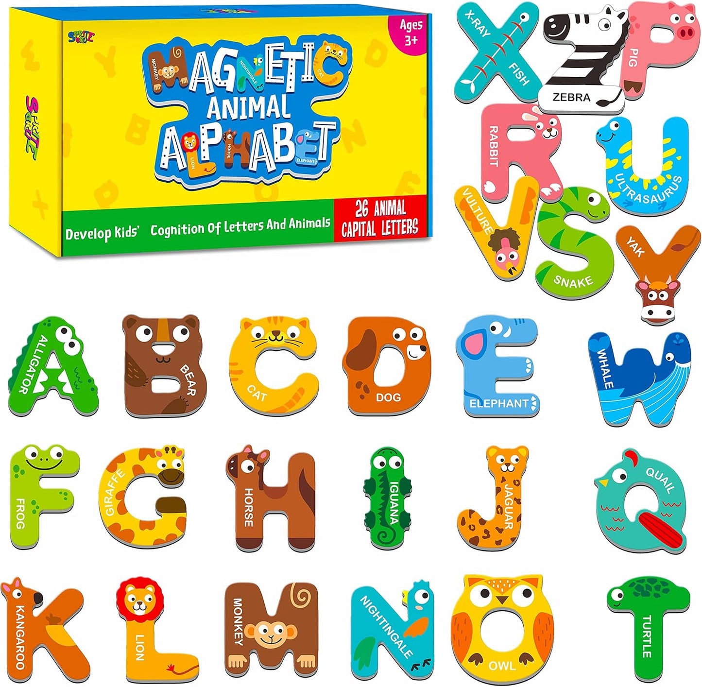 Large Magnetic Animal Alphabet Letters – Safe, Colourful ABC Learning Magnets