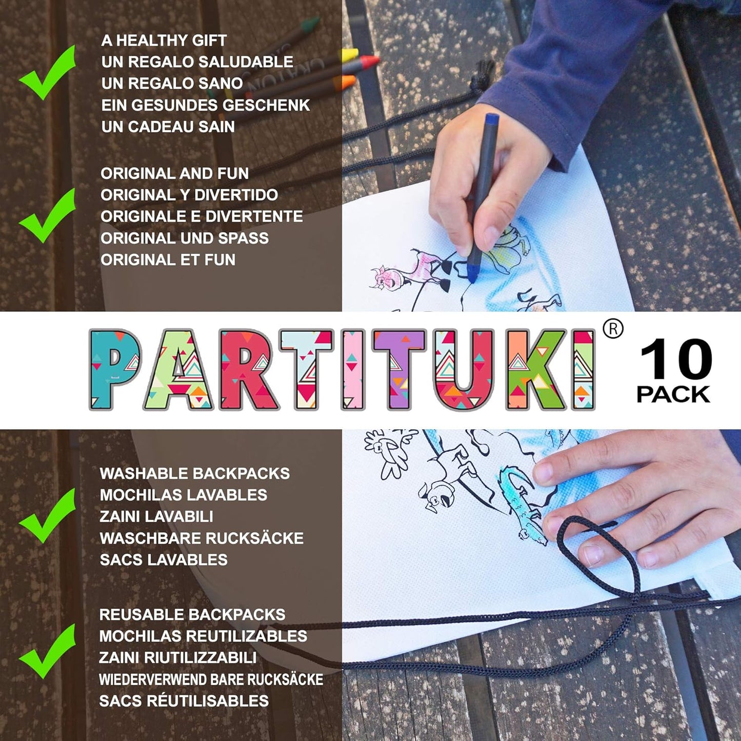 “10x Colour-Your-Own Kids Backpacks + Crayons – Party Favours / Creative Gift”