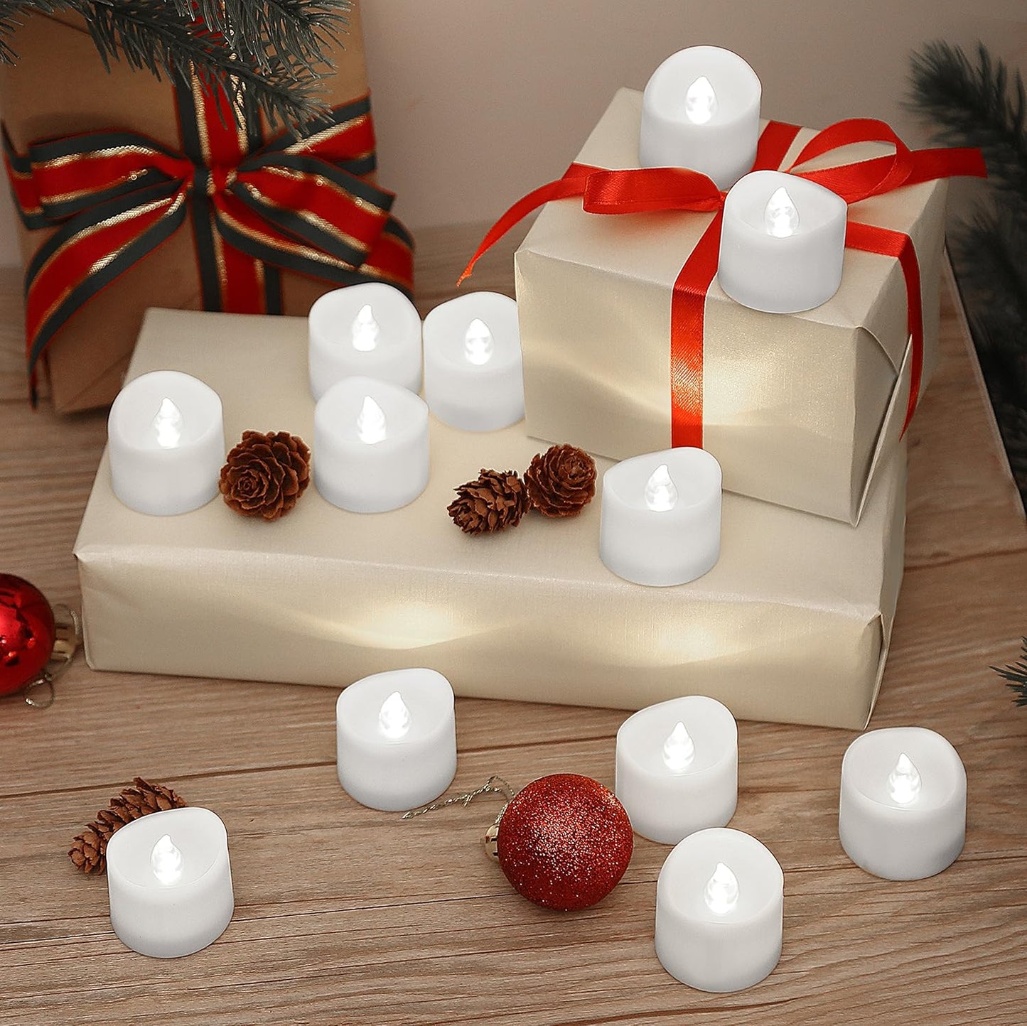 Oria LED Flameless Tea Lights 12‑Pack – Realistic Flicker, Battery Operated Candles