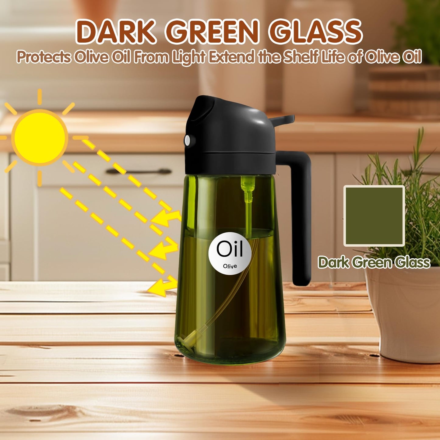 YARRAMATE 16oz Light‑Blocking Dark Oil Sprayer For Cooking Bottle