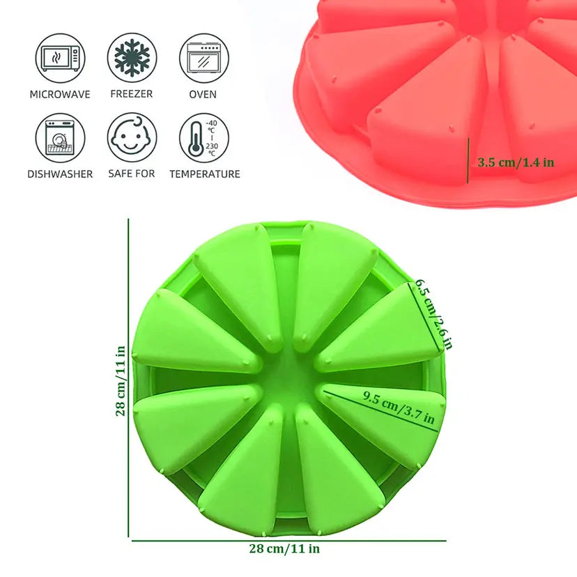 AMJKEJI 2 Pcs Silicone Triangle Baking Moulds Non-Stick 8 Cavity Cake Pan
