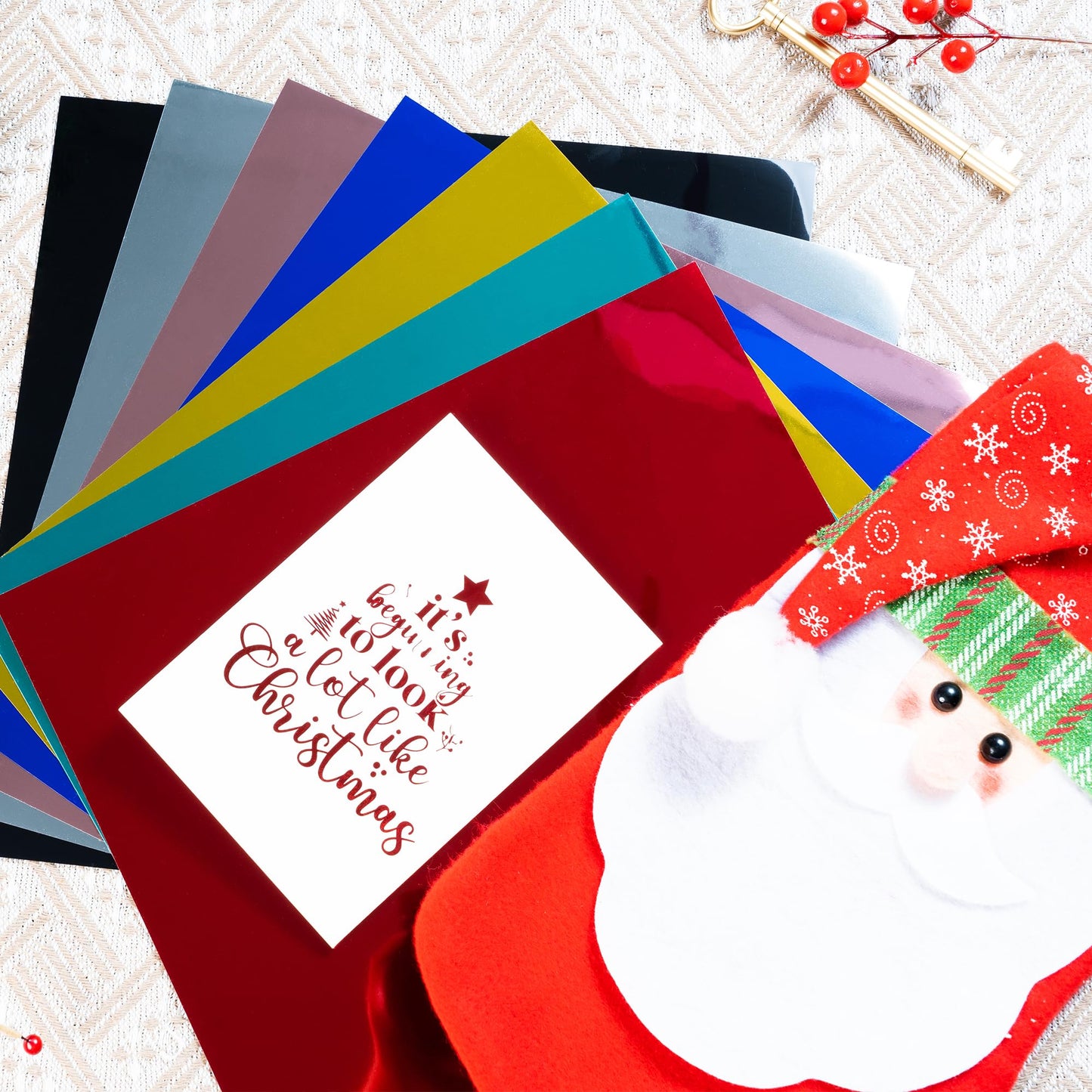 EPRCUT Metallic Vinyl Sheets 12"x12" – 7 Colours, Craft & DIY Bundle