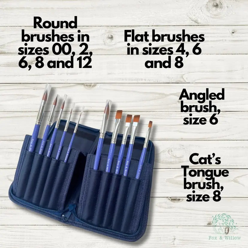 Fox & Willow 10-Piece Artist Paint Brush Set with Pop-Up Stand Case