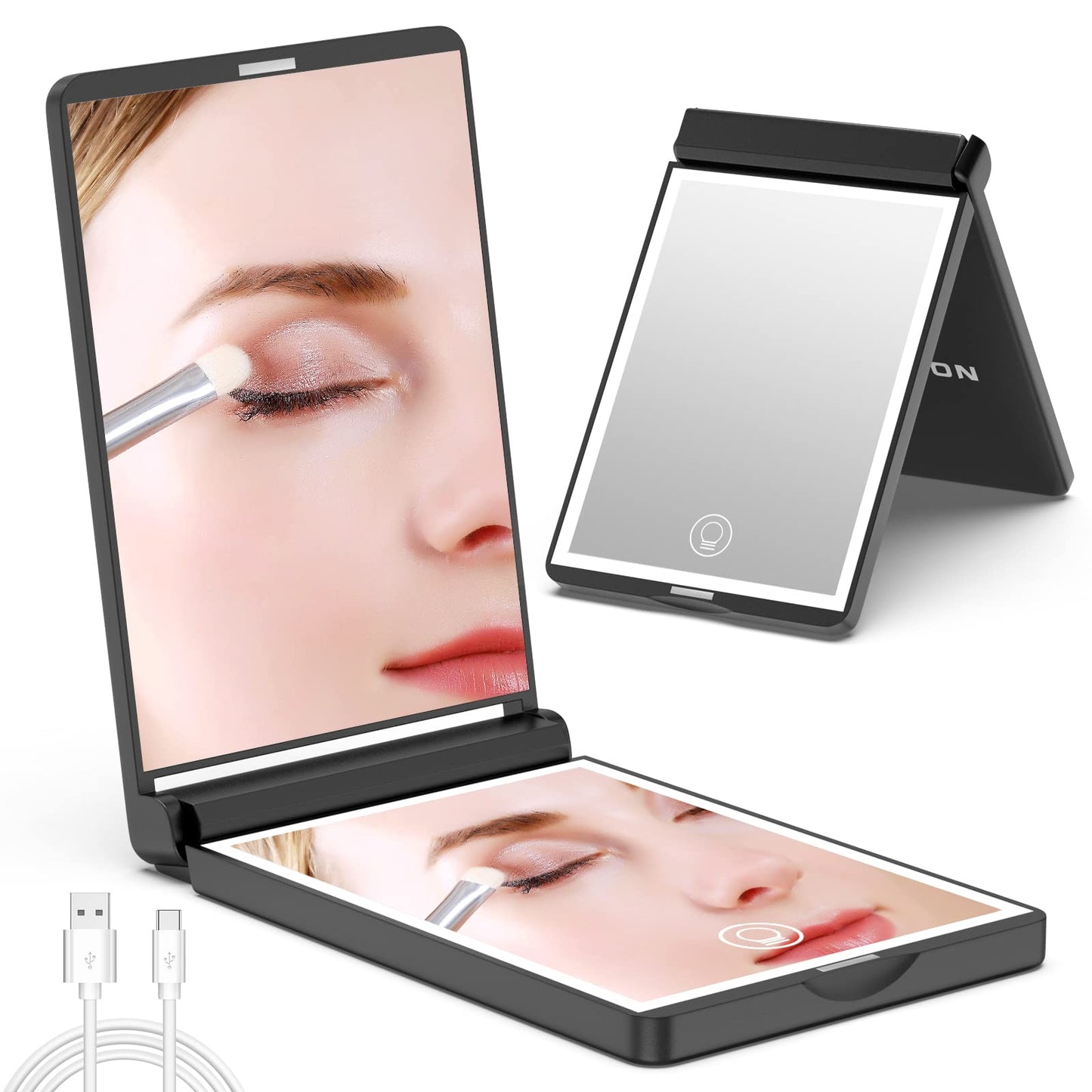 Wobsion LED Travel Makeup Mirror 1X/10X Magnification Rechargeable